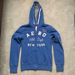 Blue Aeropostale zip up hoodie,S